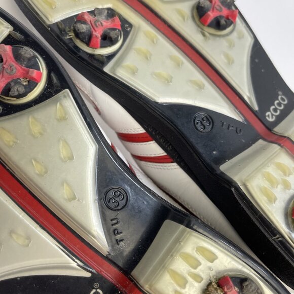 Ecco Womens White/ Red Golf Shoes Size 39 Euro Leather Uppers Shoe Sports - Picture 8 of 15